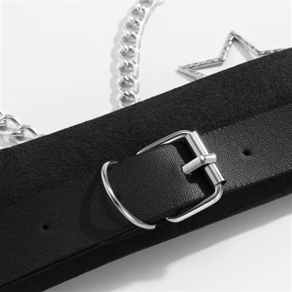 Rave Outfit for Women Chain Heart Pendant Plus Size Waist Leather Garter  Belt